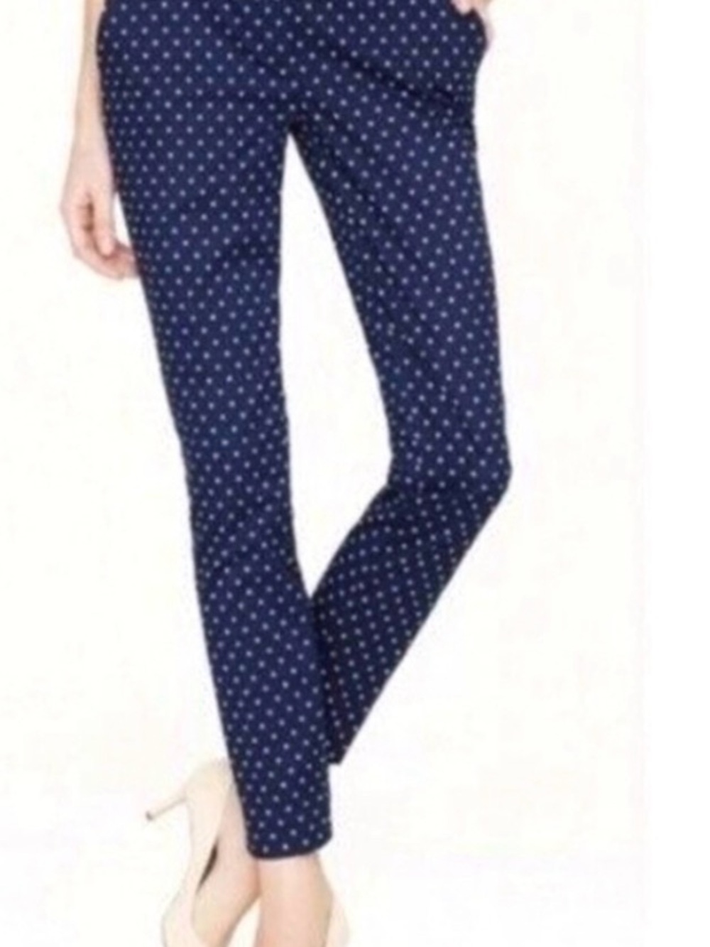 JCREW Mercantile Navy Polka Dot Cropped Slim Pants